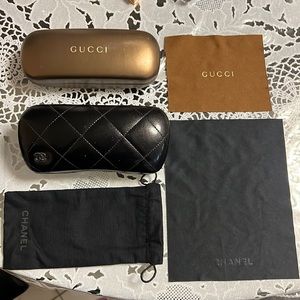 Gucci and Chanel glasses cases